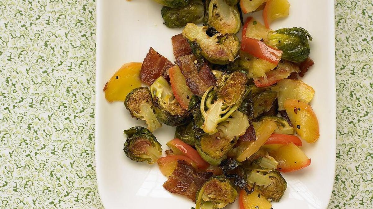 A great Thanksgiving side: Brussels sprouts with bacon and apples.