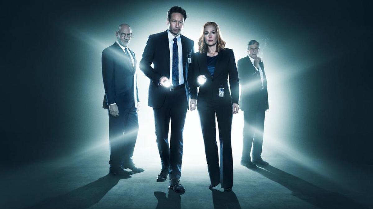 Mitch Pileggi, David Duchovny, Gillian Anderson and William B. Davis star in ‘The X-Files.’