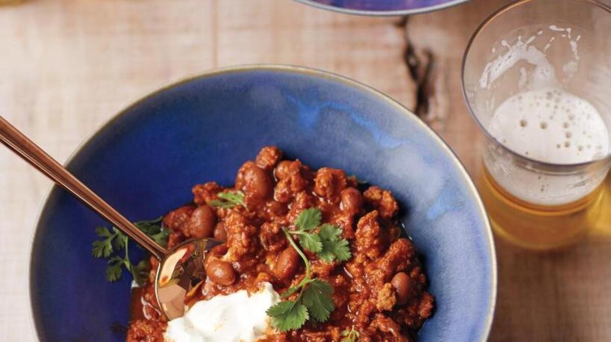 This turkey chili is a perfect dinner for the family on a cold fall evening.
