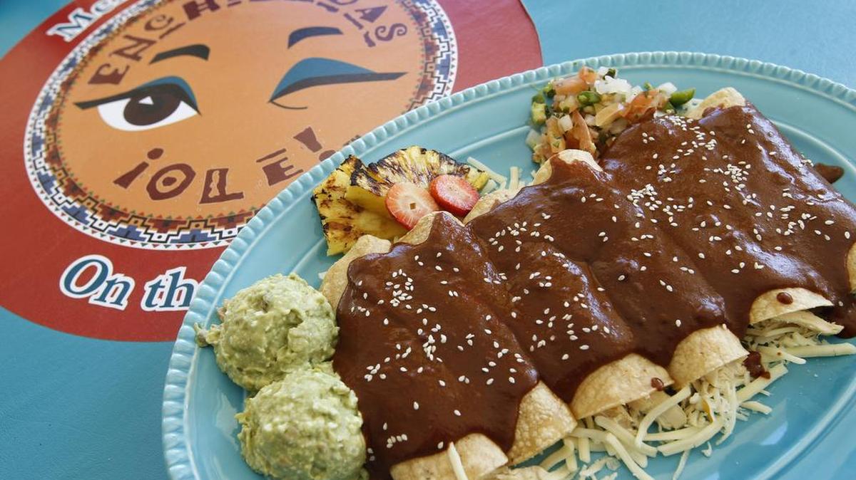 Chicken enmoladas at Enchiladas Olé.