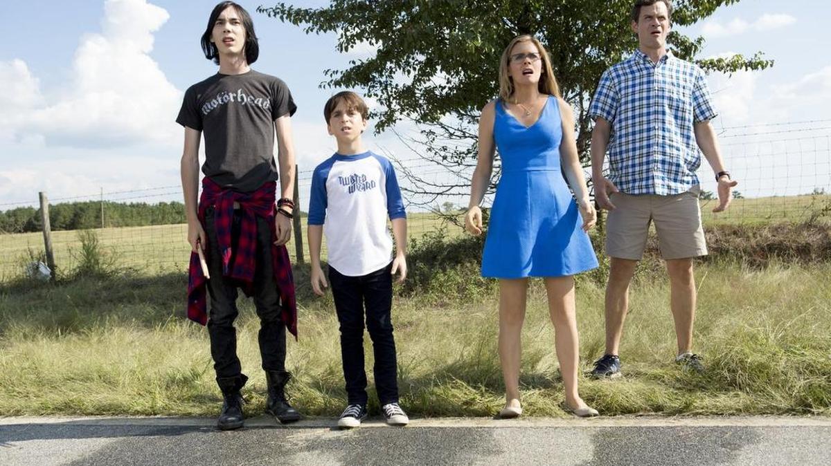 Charlie Wright, Jason Drucker, Alicia Silverstone, and Tom Everett Scott in ‘Diary of a Wimpy Kid: The Long Haul’