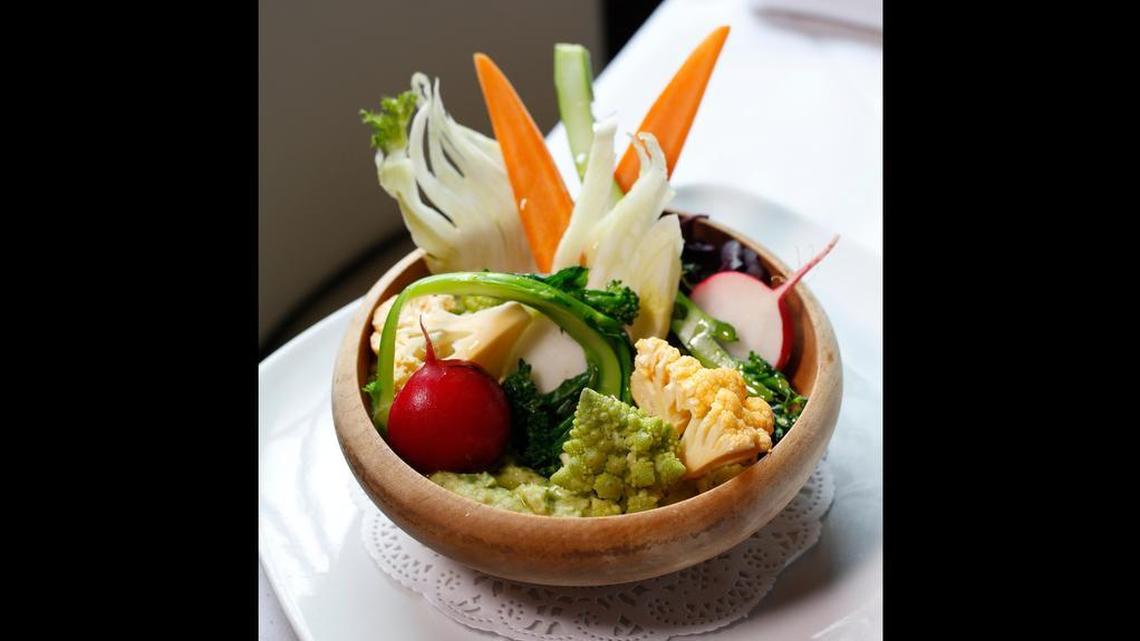 Vegetable crudite with avocado hummus at Paris 7th, a Saint-Emilion spinoff.