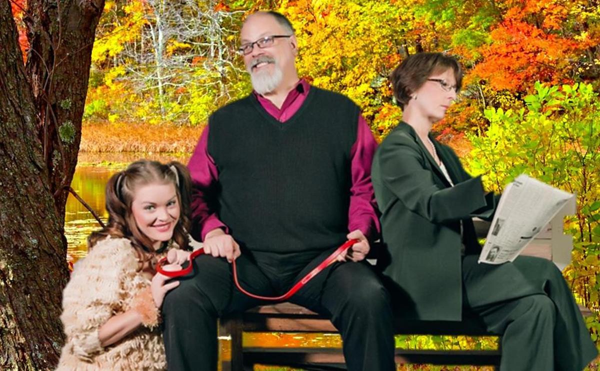 Jenna Anderson, Steven D. Morris and Laurie Long, from left, in “Sylvia”