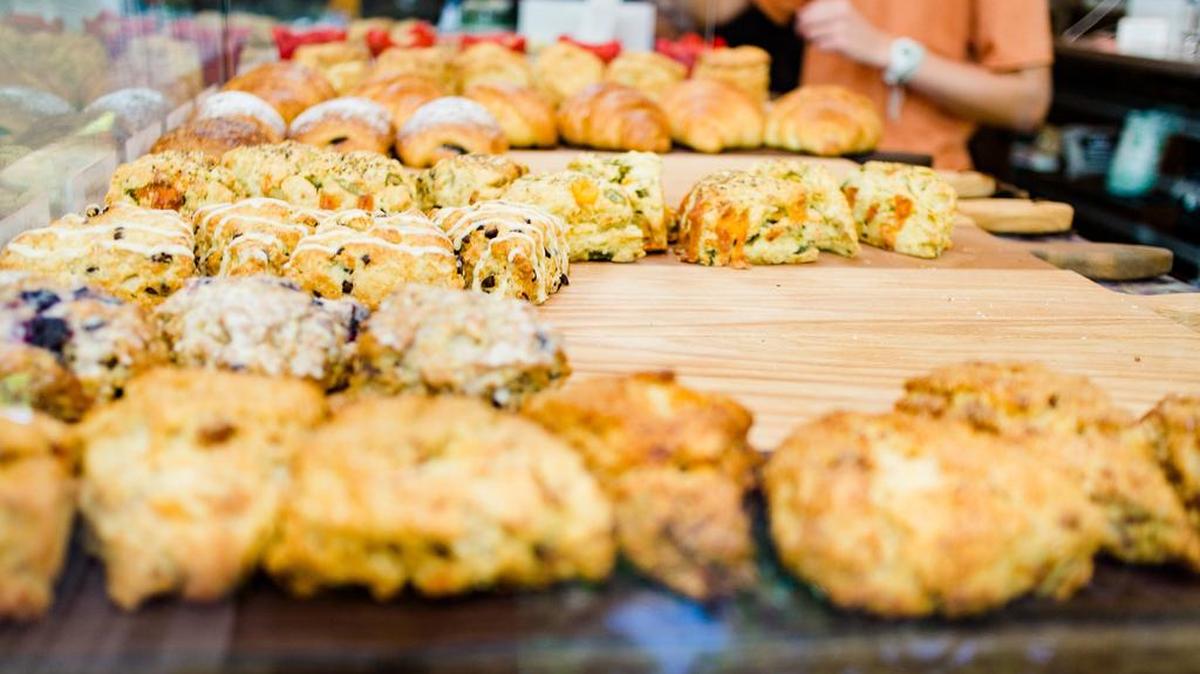 The former La Perla bar has been transformed into a bakery display at the new Black Rooster Cafe in downtown Fort Worth.