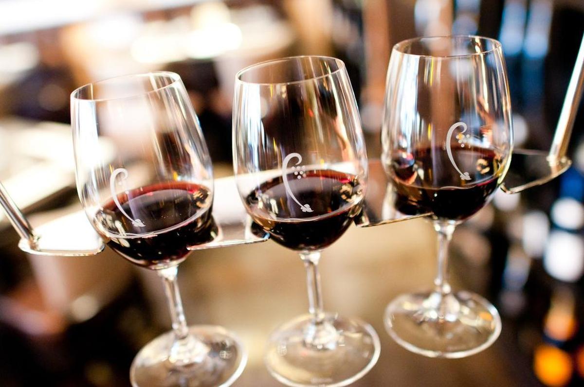 Glasses of wine at CRU — A Wine Bar, scheduled to open in November at the Shops at Clearfork