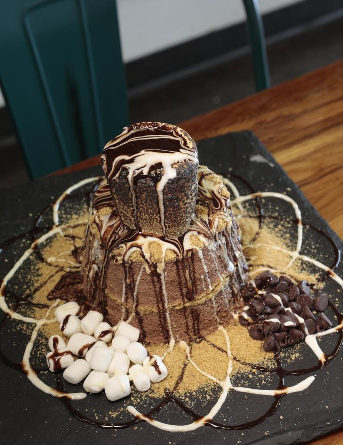 The s’mores-inspired Campfire Classic, made with chocolate “shaved snow,” at Lumi Snow Company in Fort Worth.