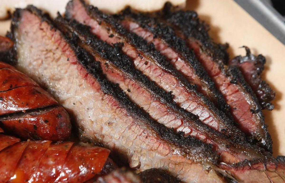 The smoked brisket at 407 BBQ on Interstate 35W.