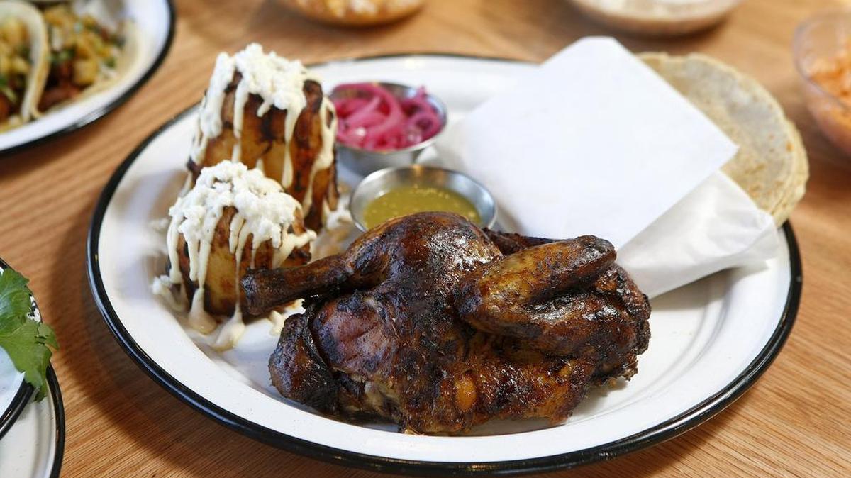 A half order of the rotisserie chicken adobado at Americado.