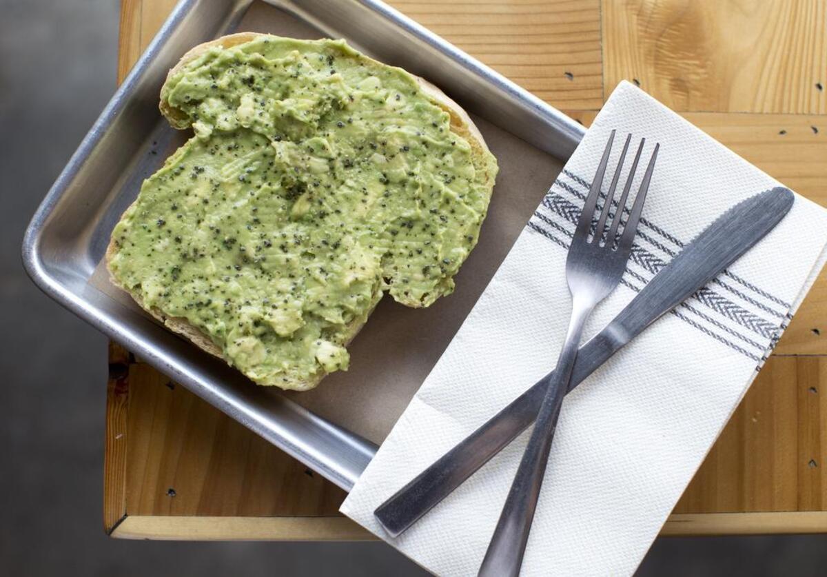 Don’t Get Salty (avocado toast with sea salt, black sea salt and black pepper) at Toasted, a restaurant that specializes in different types of toast. .