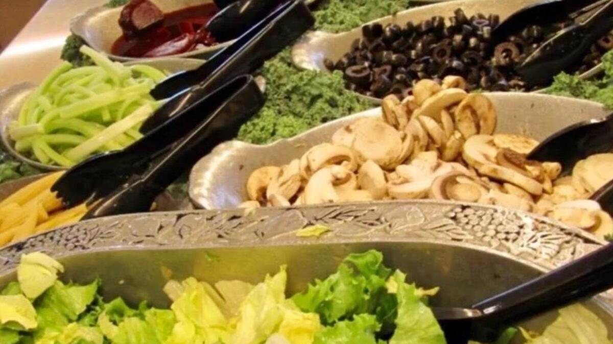 The Iron Skillet Restaurant at a Weatherford truck stop has an old-timey, long soup-and-salad bar.