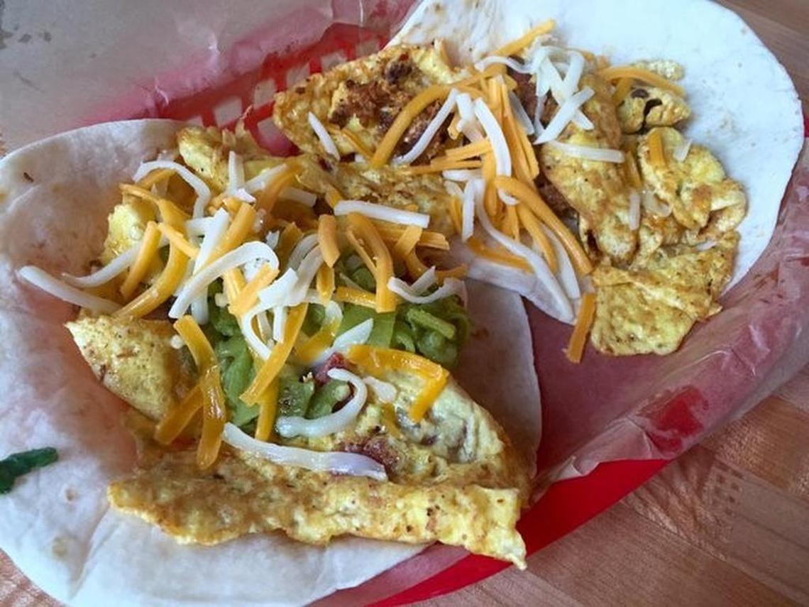 Breakfast tacos at the Arlington location of Austin-based Torchy’s Tacos.