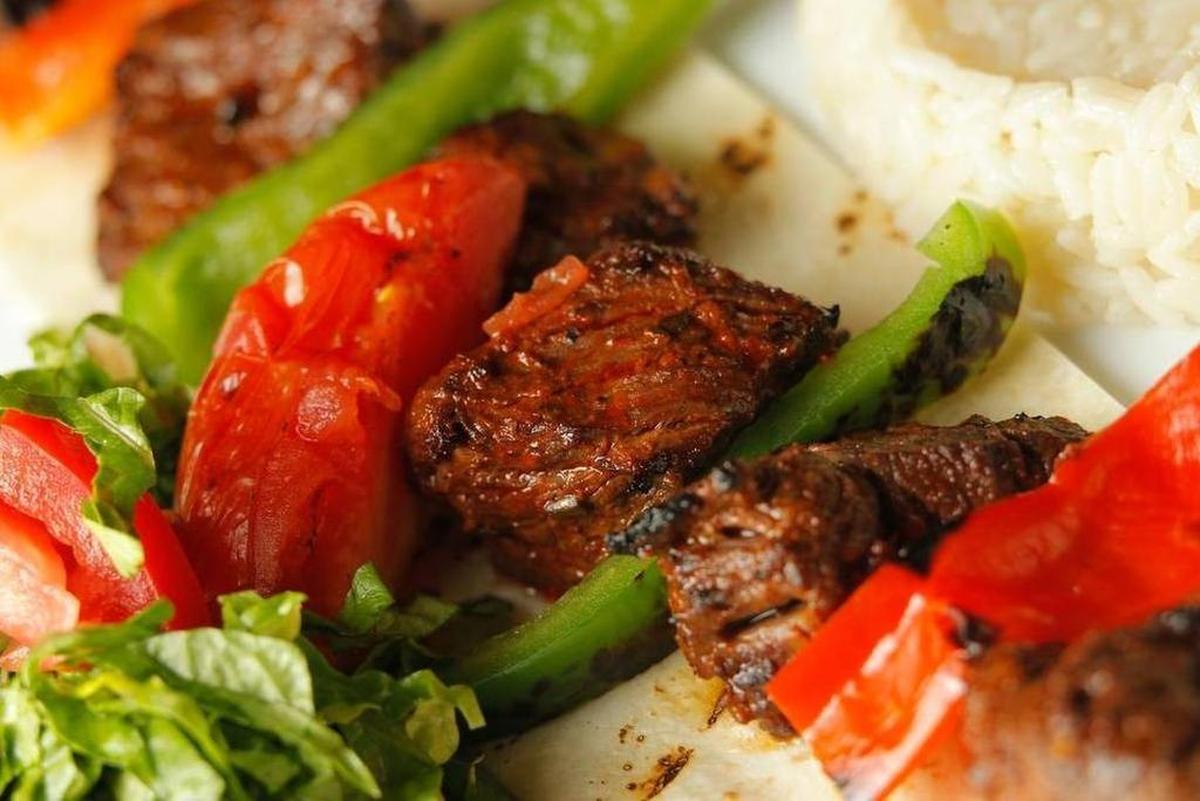 The beef kebab platter at Istanbul Grill.