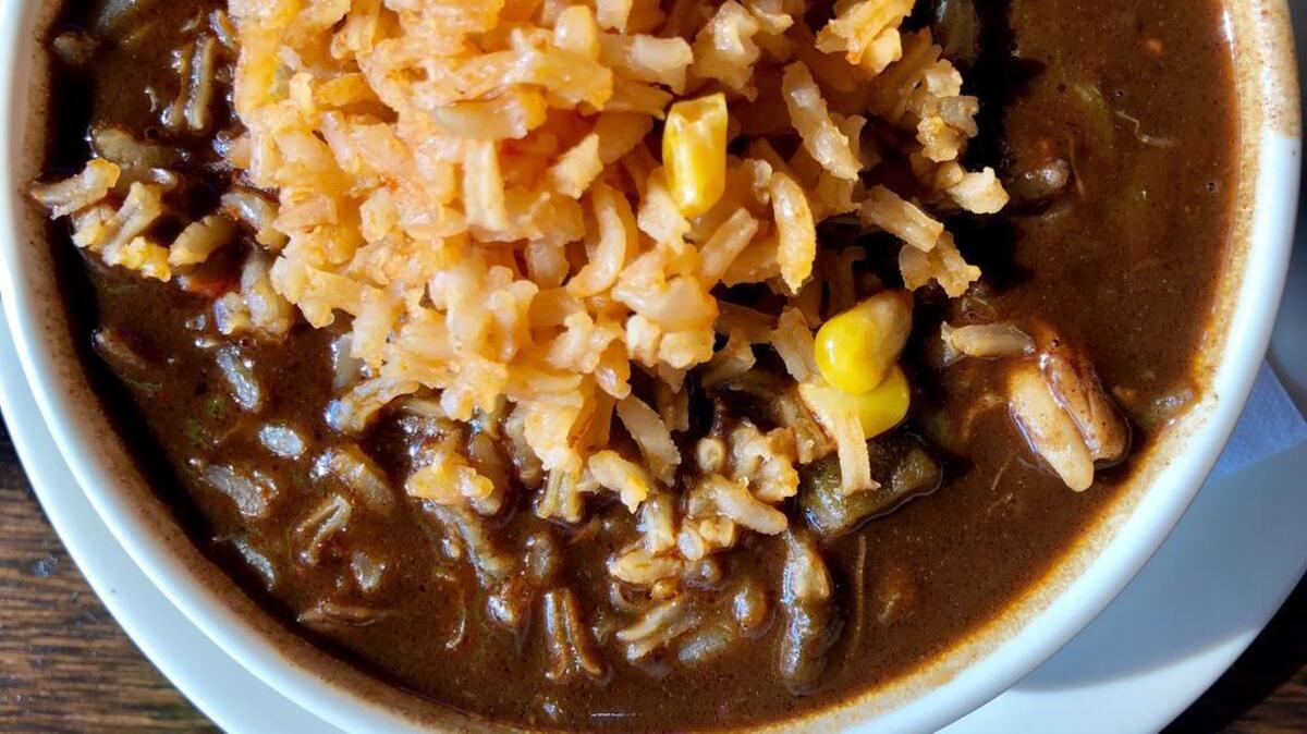 Seafood gumbo at the new Shuck Me in Southlake is made with Spanish rice.