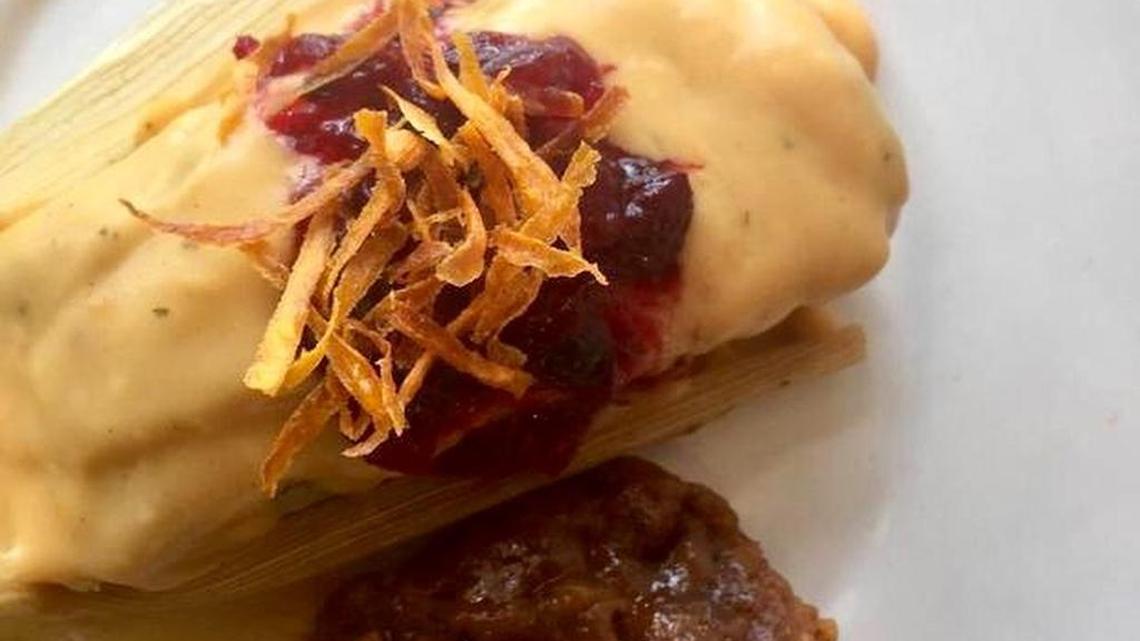 Mariposa’s Latin Kitchen in Fort Worth makes turkey-and-dressing tamales with giblet gravy. Yes, really.