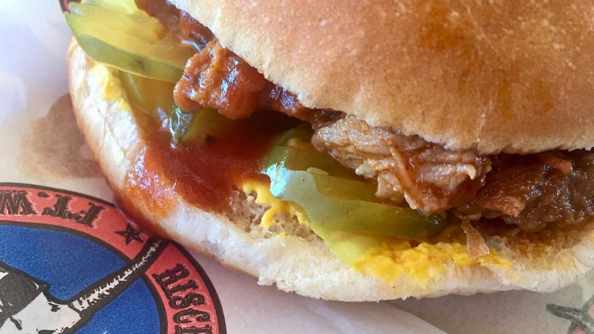 That’s a 90-cent chopped barbecue sandwich, a special price through Thursday at all Riscky’s. (They’re usually five for $7.)
