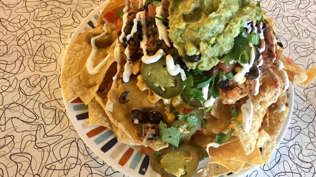 Spiral Diner’s vegan nachos are made with cashew spread instead of cheese.