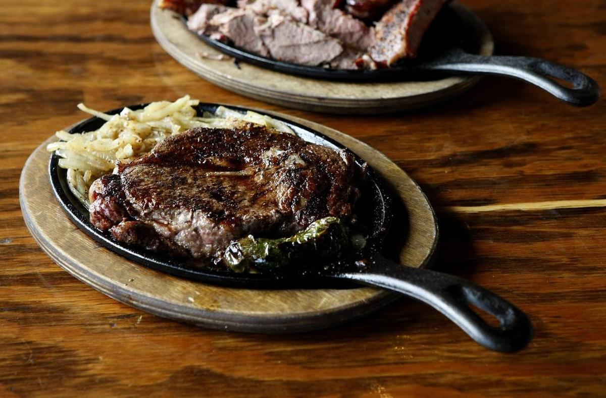 A 16-ounce rib-eye steak at Hard Eight BBQ in Roanoke.
