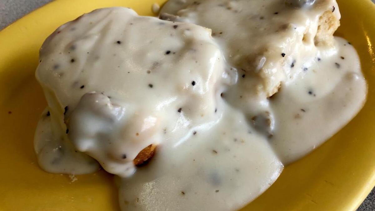 Biscuits and sausage gravy at Benbrook Cafe.