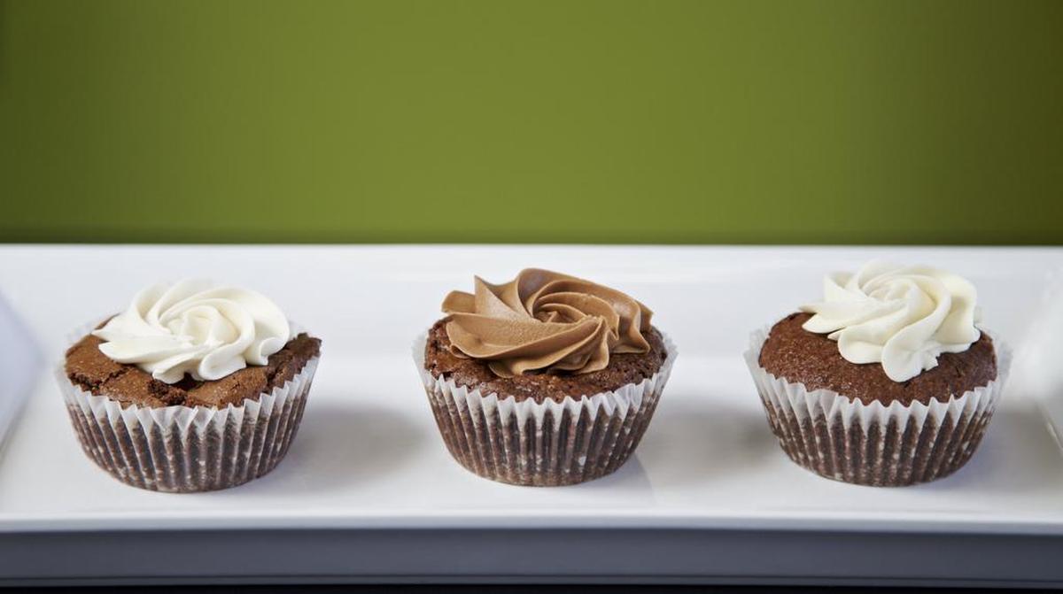 Fudge brownies with vanilla and chocolate frosting at Unrefined Bakery, a gluten-free bakery in west Fort Worth