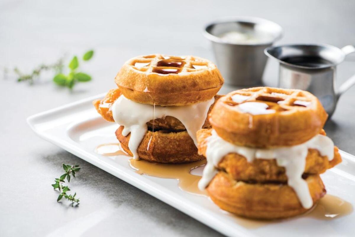 Chicken and waffle sliders at Topgolf