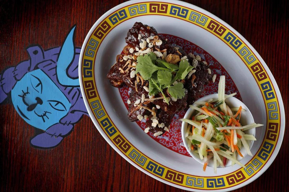 Sticky pork ribs at Hot Joy in Dallas