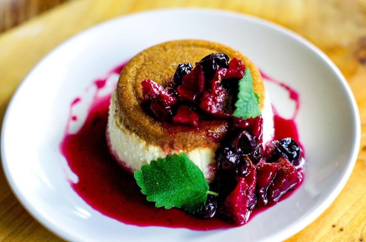 Chef Jen Williams’ chevre cheesecake is served with a berry compote made from Collective Brewing Project’s Lemon and Vanilla Radler beer.