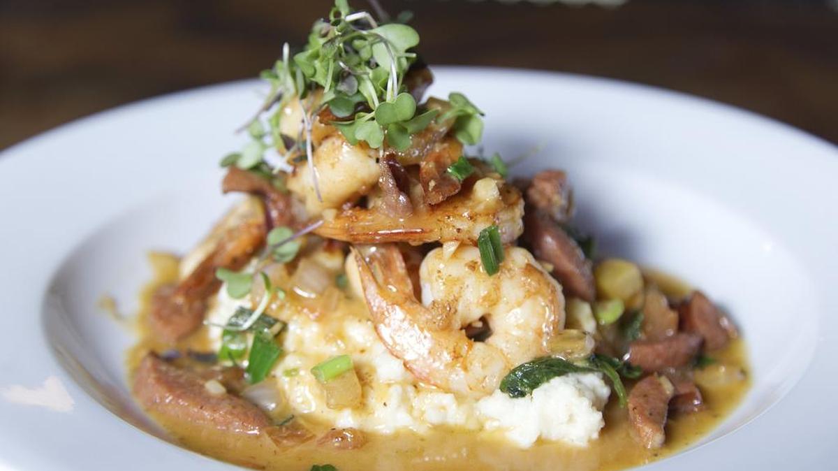 Shrimp-and-grits at Eagle Mountain Tavern