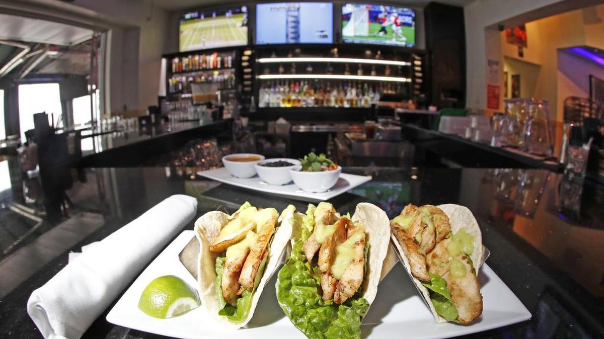 Chicken tacos in the bar at Skillets Kitchen & Sports Bar in Arlington