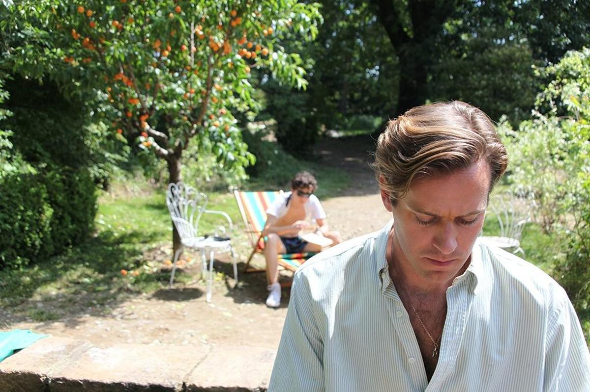 Timothee Chalamet, background left, and Armie Hammer in “Call Me By Your Name”