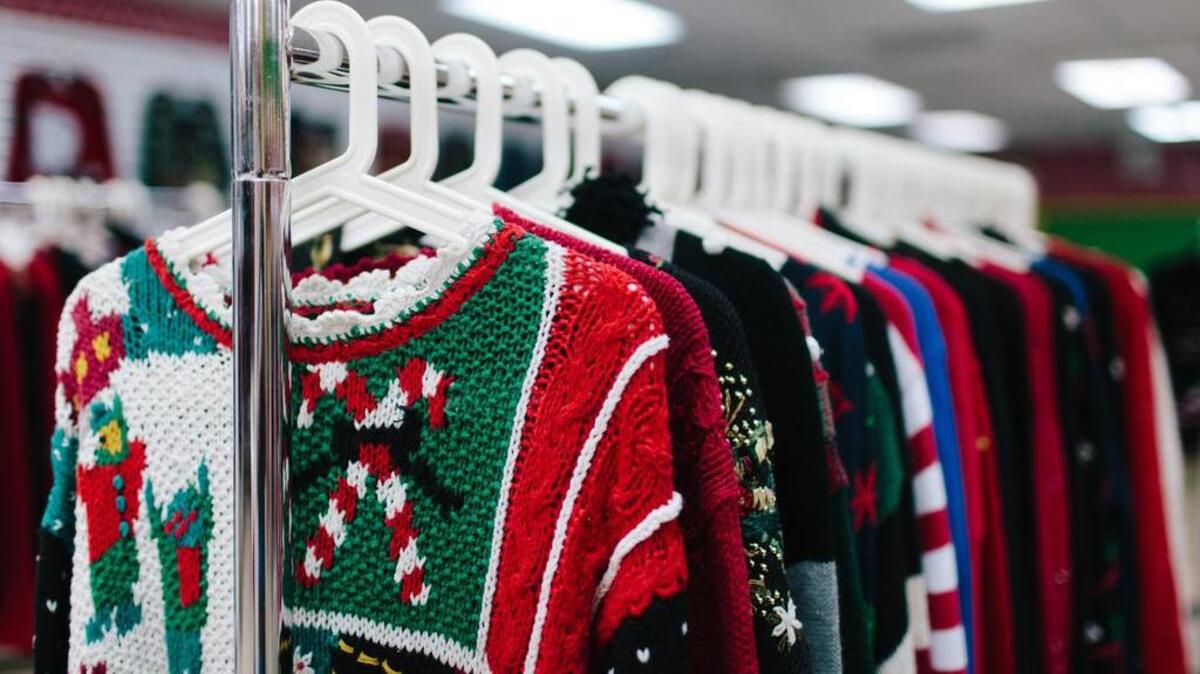 The Ugly Christmas Sweater Shop sells tacky Christmas sweaters for men and women.
