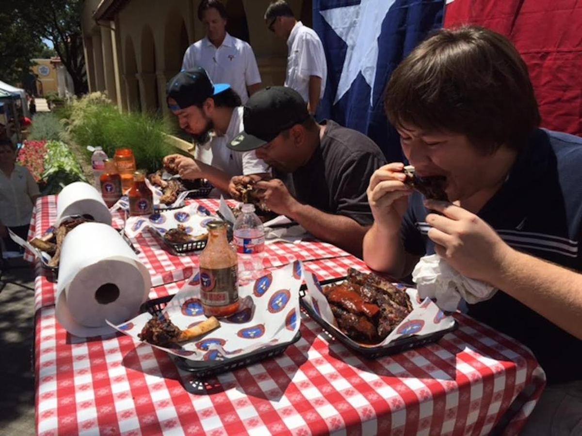 Competitors in Ricky’s rib eating contest