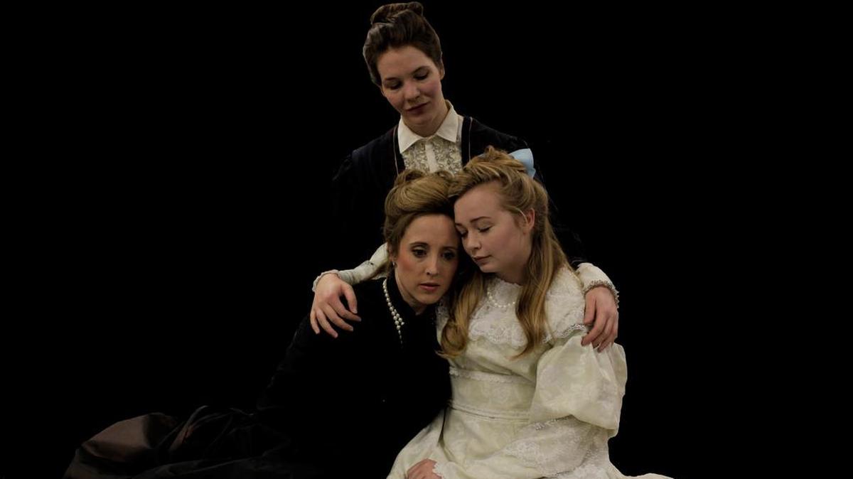 Julie K. Rhodes (Masha), Gwen Moores (Olga) and Britnee Scoville (Irina), from left, in Stolen Shakespeare Guild’s production of “The Three Sisters”
