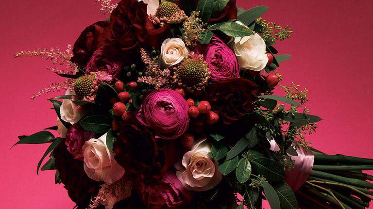 Eight aisle-ready bridal bouquets