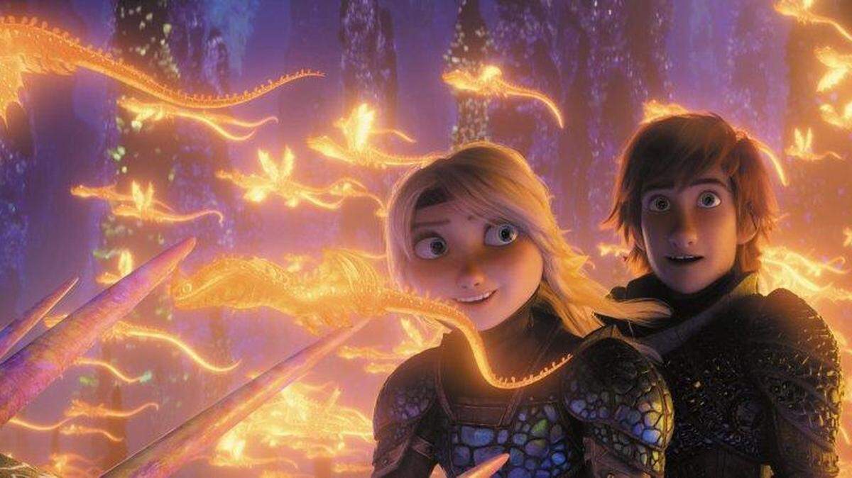Astrid (Izq., voz de América Ferrera) y Hiccup (Jay Baruchel) en “How to Train Your Dragon: Hidden World”.