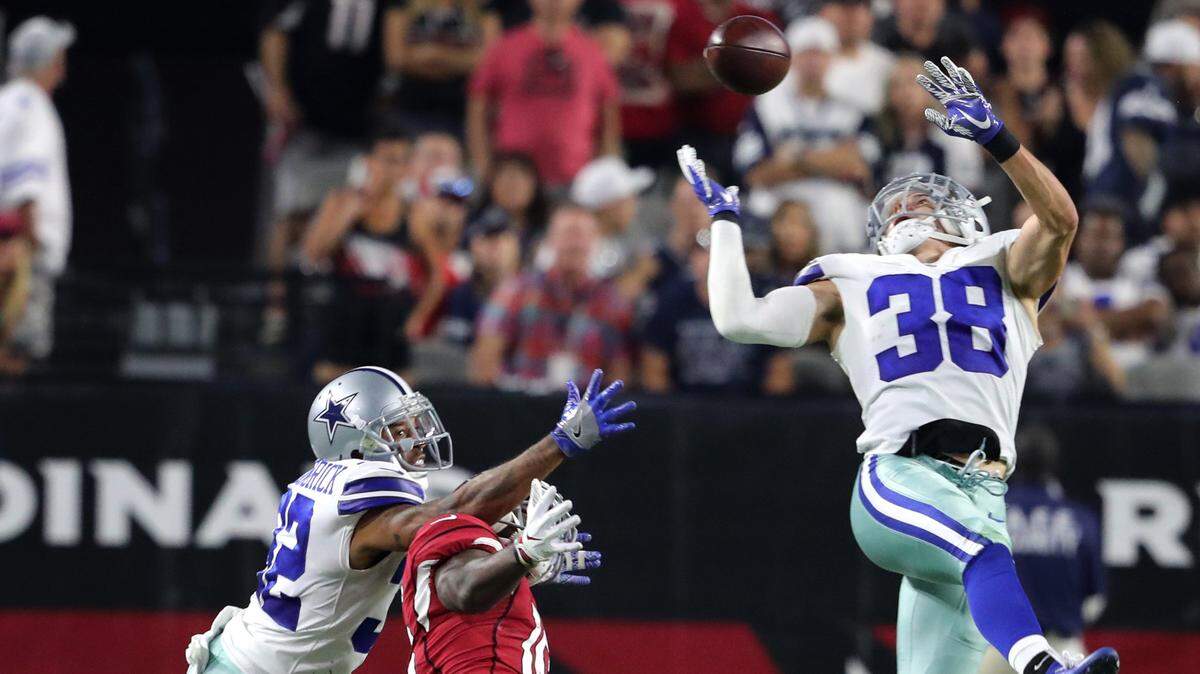 Dallas Cowboys safety Jeff Heath, right, has developed into a playmaker in the secondary. He has seven career interceptions and is known for his big hits.