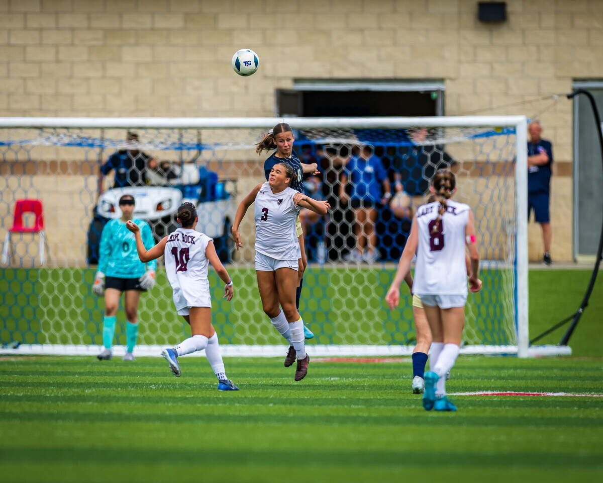 Keller’s Mikayla Simpson (8) goes after the ball during the Class 6A Division I state championship against Round Rock on Saturday at Birkelbach Field in Georgetown.