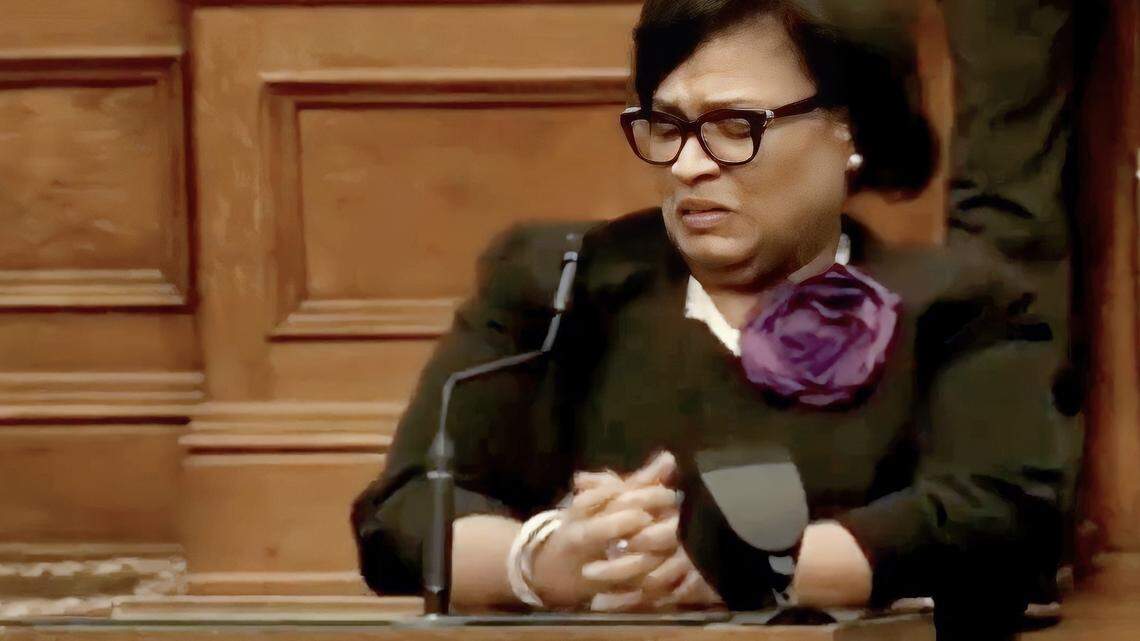 State Rep. Toni Rose (D-Dallas) makes a face at what she described as “stink bombs” in the Texas House chamber May 11, 2023.