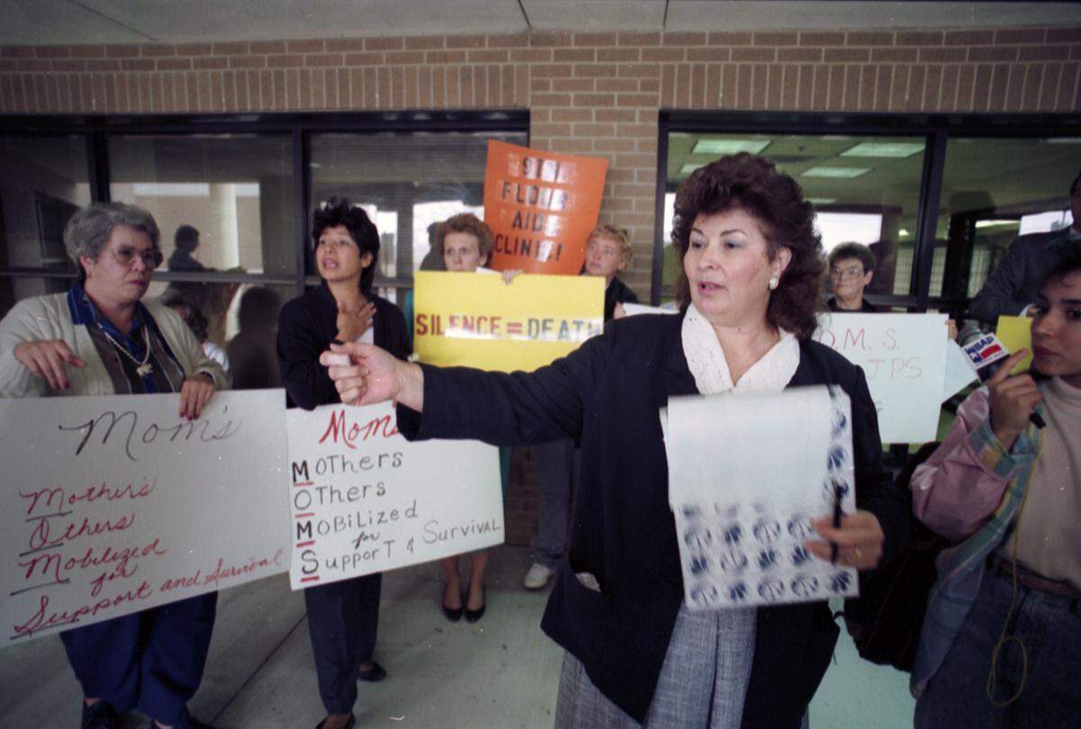 March 8, 1990: Protesters stage a rally outside Fort Worth's John Peter Smith Hospital seeking better services for AIDS patients.
