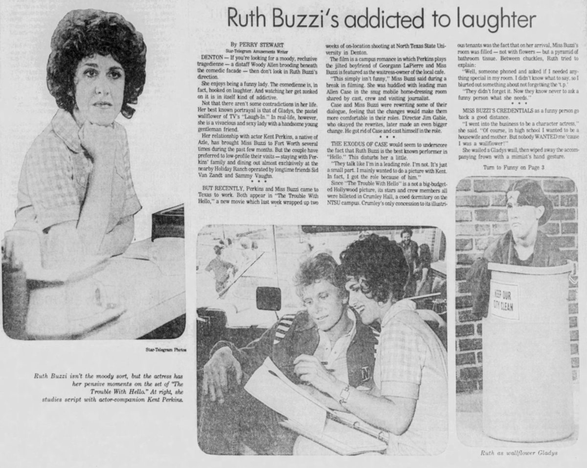 Ruth Buzzi and Kent Perkins in the April 11, 1978, edition of the Star-Telegram.