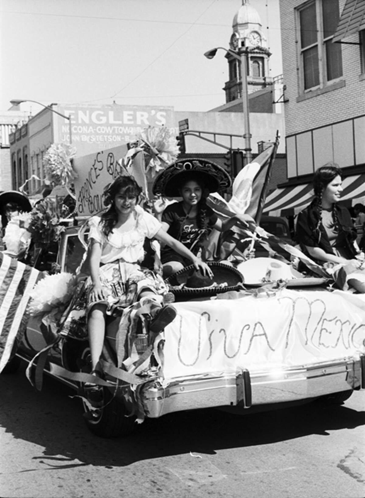 Sept. 12, 1976: Mexican Independence Day parade queen Jenny Galvan, center, on her float in Fort Worth.