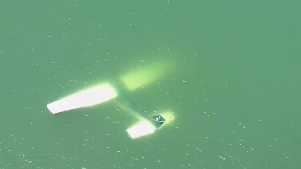 A plane crashed into Lady Bird Lake in Austin, officials said. The pilot was taken to a hospital with “potentially serious injuries.”