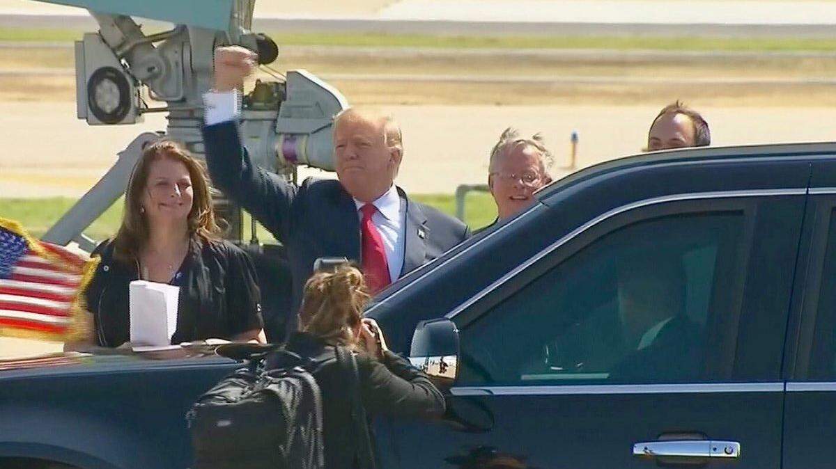 Tarrant County Tax Assessor Ron Wright was among those greeting President Trump at Love Field in Dallas Thursday.