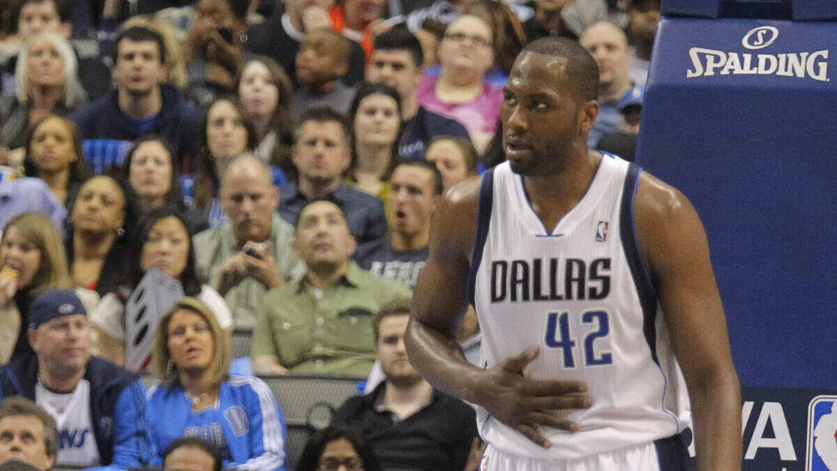 Dallas Mavericks power forward Elton Brand (42) in Mavericks uniform as the Milwaukee Bucks beat the Dallas Mavericks 95-90 at American Airlines Center in Dallas, Tuesday, February 26, 2013.