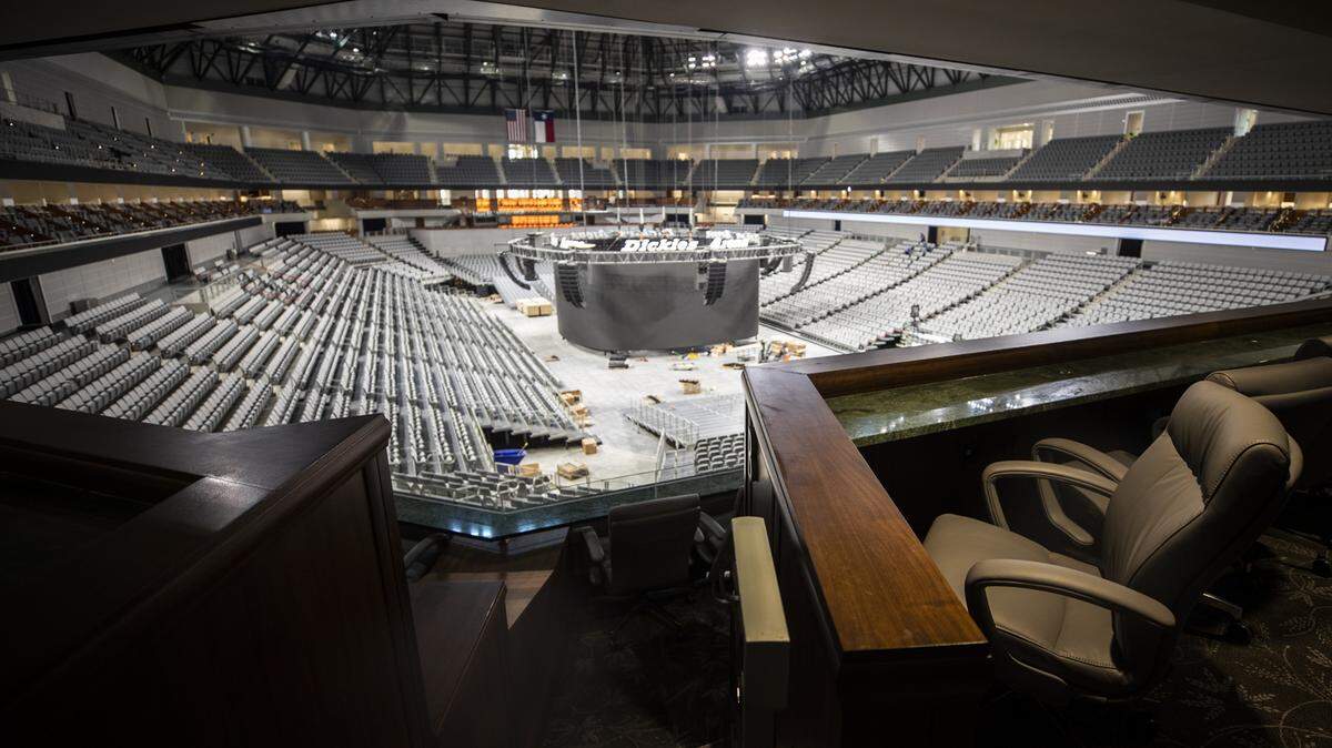 A view of the arena from the box seats at Dickies Arena.