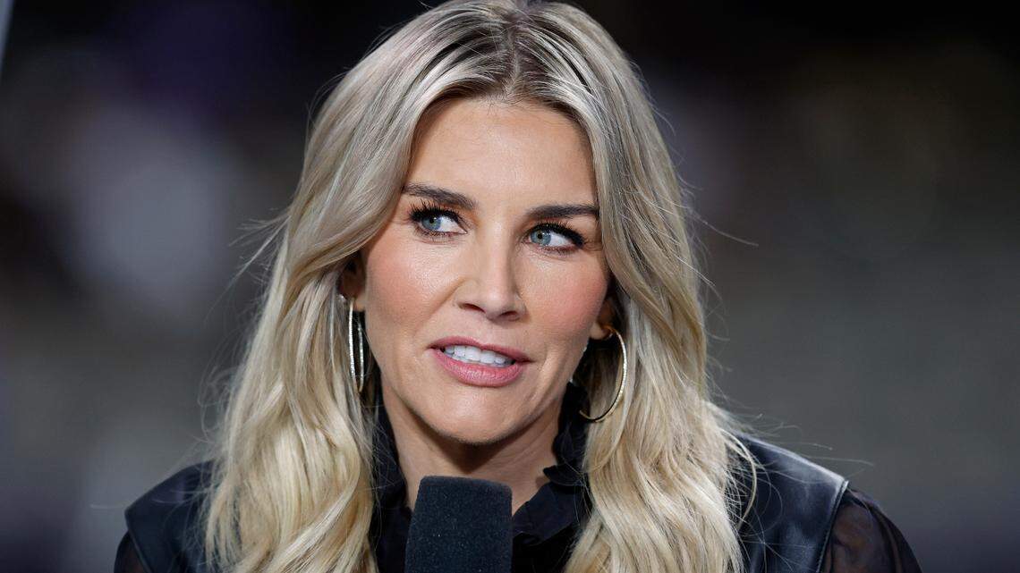 Amazon Prime “Thursday Night Football” commentator Charissa Thompson before an NFL football game between the New Orleans Saints and the Jacksonville Jaguars, Thursday, Oct. 19, 2023, in New Orleans. (AP Photo/Tyler Kaufman)