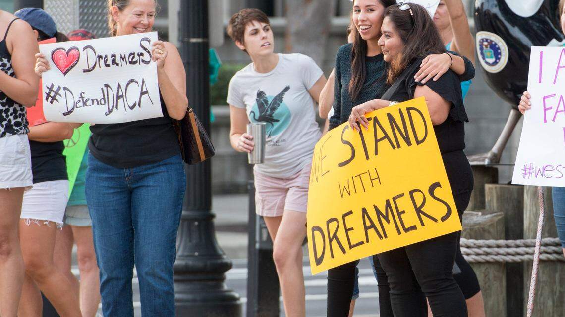 Protesters gather in support of DACA in 2017 in Florida.