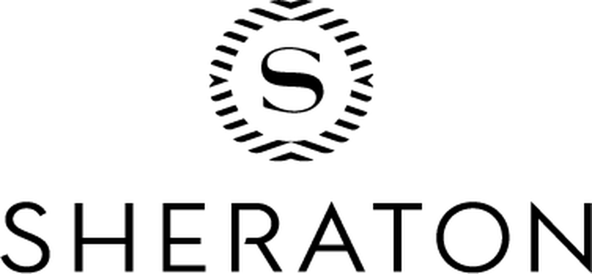 A black "S" sits inside a circle on top of the name "Sheraton."