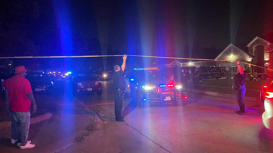 Police investigate the scene of a fatal shooting in south Fort Worth on Friday night, Oct. 7, 2022.