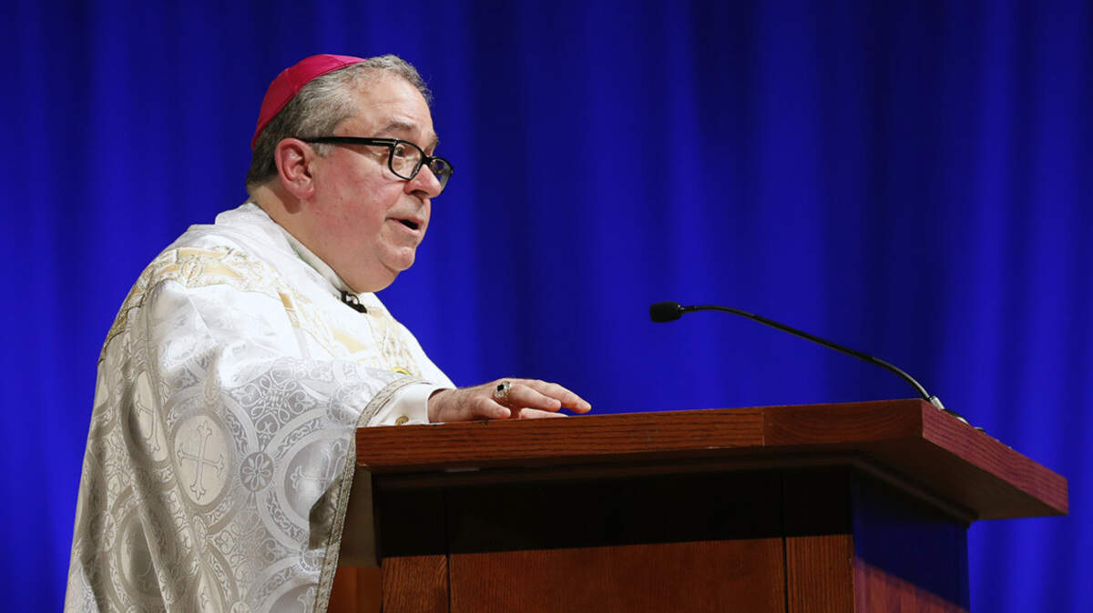 Fort Worth Bishop Michael Olson, pictured here celebrating a 2019 Mass, asked for the resignation of Catholic Charities CEO Christopher Plumlee. The two clashed over a women’s summit in April.