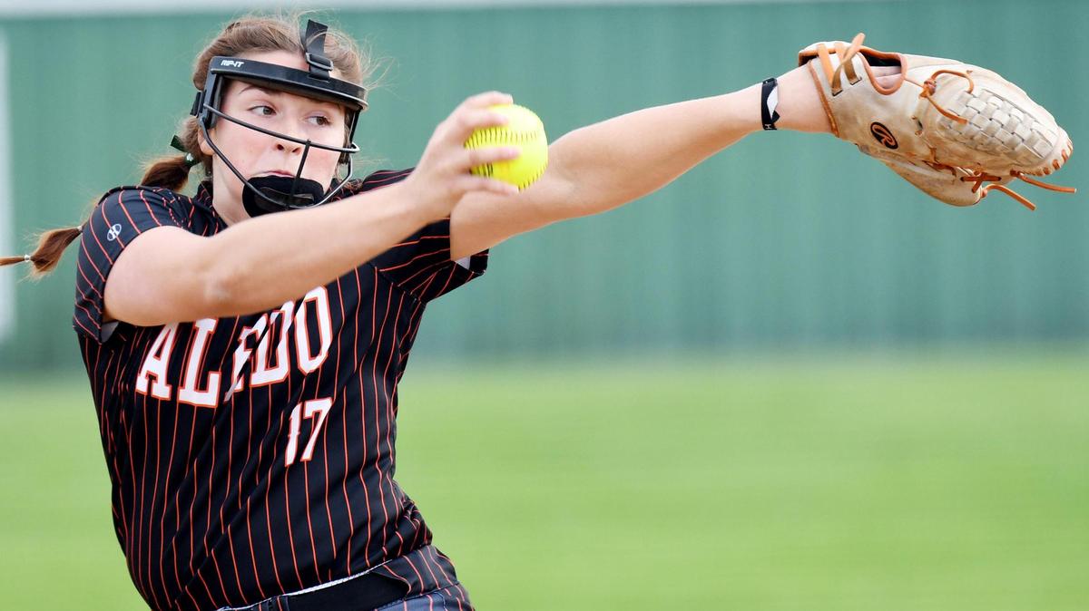 Aledo pitcher Nathalie Touchet throws against Azle during the first inning on her way to pitching a 4-0 shut out in their Class 5-5A softball game Tuesday March 16, 2021 at Azle High School in Azle, Texas. Special/Bob Haynes